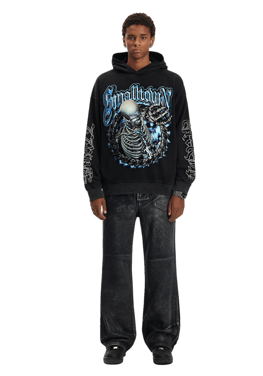 Blue Skull Print Hoodie - PSYLOS 1, Blue Skull Print Hoodie, Hoodie, Small Town Kid, PSYLOS 1